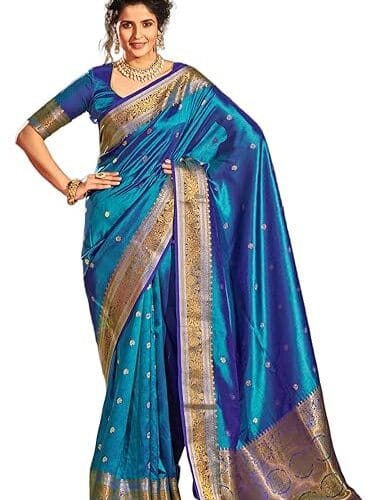 Kanjivaram Silk Saree with Zari Woven Saree With Blouse Piece